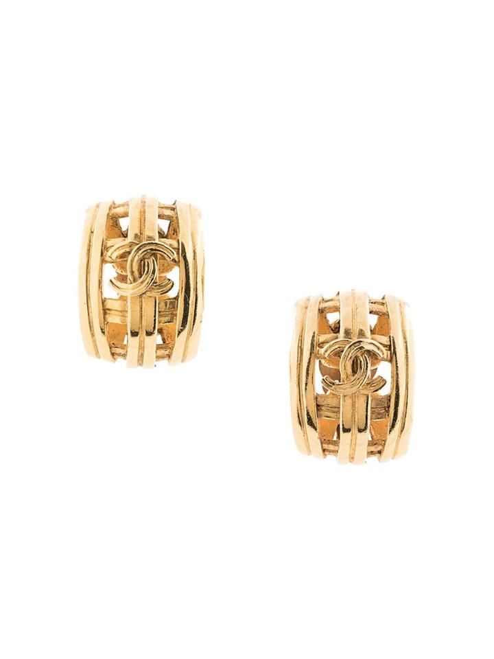 Chanel Pre-owned Half-hoop Logo Earrings - Gold