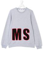 Msgm Kids Embroidered Logo Sweatshirt - Grey