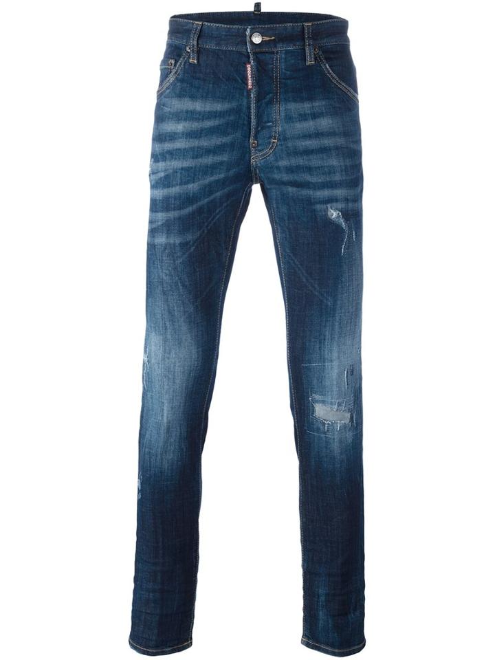 Dsquared2 'cool Guy' Jeans, Men's, Size: 48, Blue, Cotton/spandex/elastane/calf Leather
