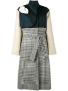 A.w.a.k.e. Gingham And Denim Trench Coat, Women's, Size: 38, Blue, Cotton