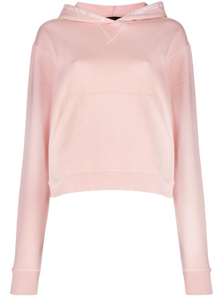 Karl Lagerfeld Embroidered Logo Hoodie - Pink