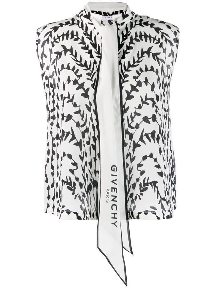 Givenchy Printed Pussy Bow Blouse - White