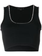 Alexander Wang - Cropped Top With Ball Chain Trim - Women - Spandex/elastane/rayon/viscose - Xs, Black, Spandex/elastane/rayon/viscose