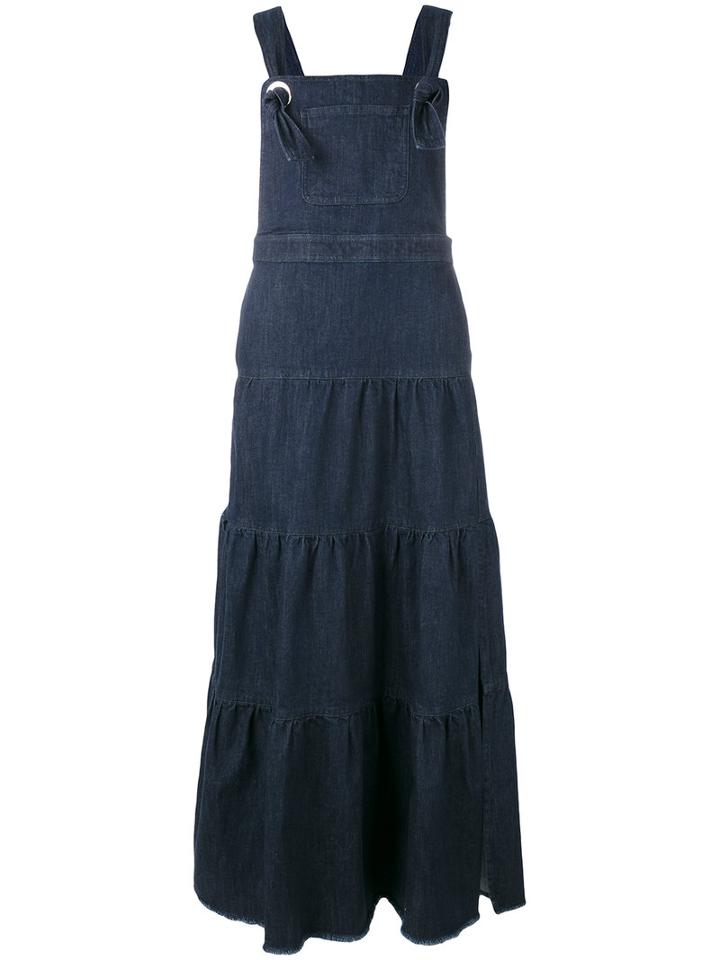 See By Chloé - Tiered Denim Maxi Dress - Women - Cotton/spandex/elastane - 38, Blue, Cotton/spandex/elastane