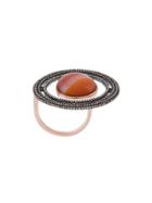 Astley Clarke Agate Saturn Ring - Metallic