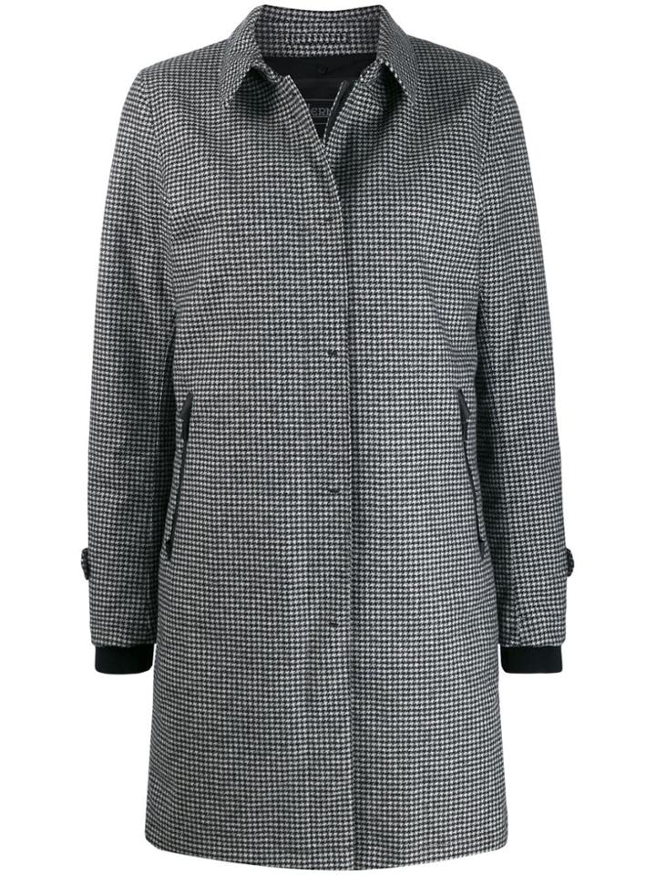 Herno Check Single-breasted Coat - Grey