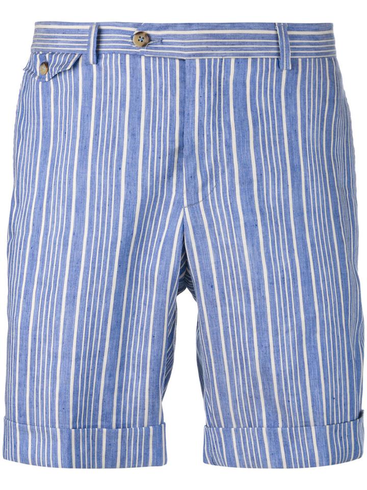 Pal Zileri - Striped Shorts - Men - Cotton/linen/flax - 48, Blue, Cotton/linen/flax