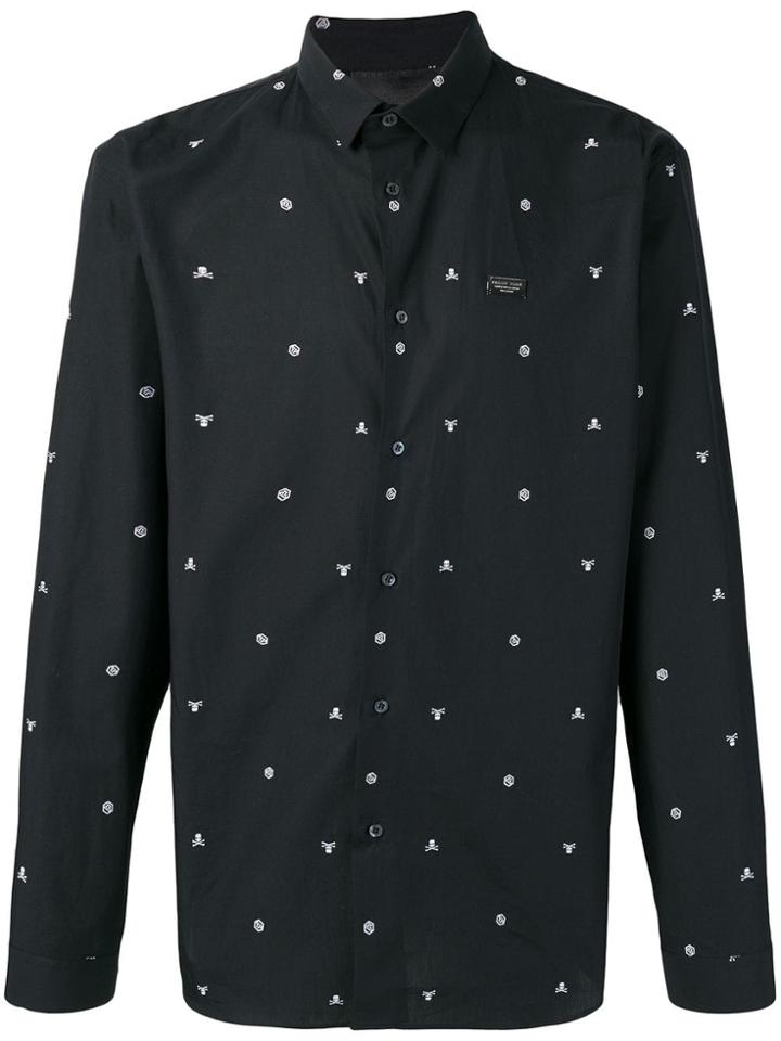 Philipp Plein Skull And Crossbones Shirt - Black