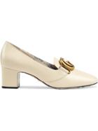 Gucci Leather Mid-heel Pump With Double G - White