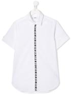 Msgm Kids Logo Placket Short Sleeve Shirt - White