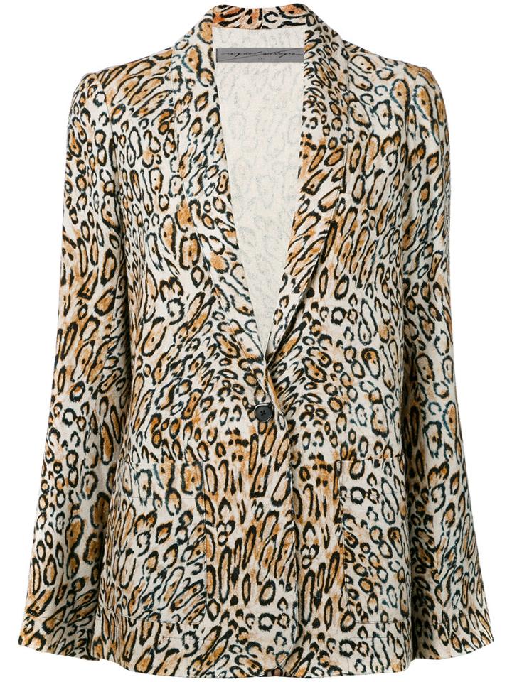 Raquel Allegra - Leopard Print Blazer - Women - Silk - 2, Women's, Nude/neutrals, Silk