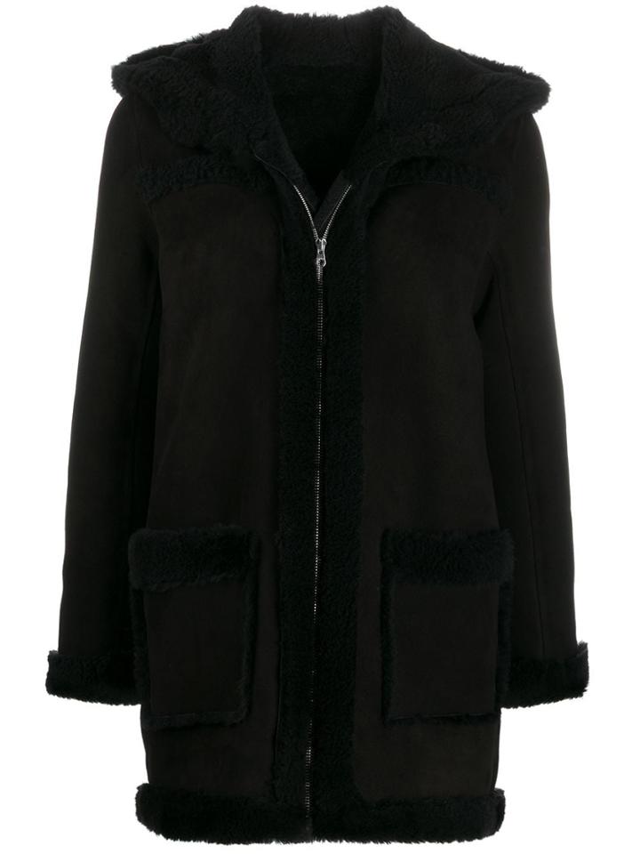 Sandro Paris Zip-up Hooded Jacket - Black