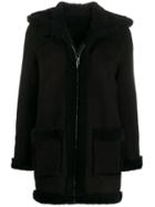 Sandro Paris Zip-up Hooded Jacket - Black