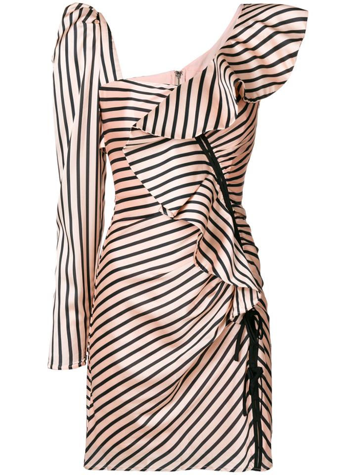 Self-portrait Ruffled Asymmetric Dress - Nude & Neutrals