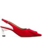 Marni Buckle Detail Slingback Pumps - Red