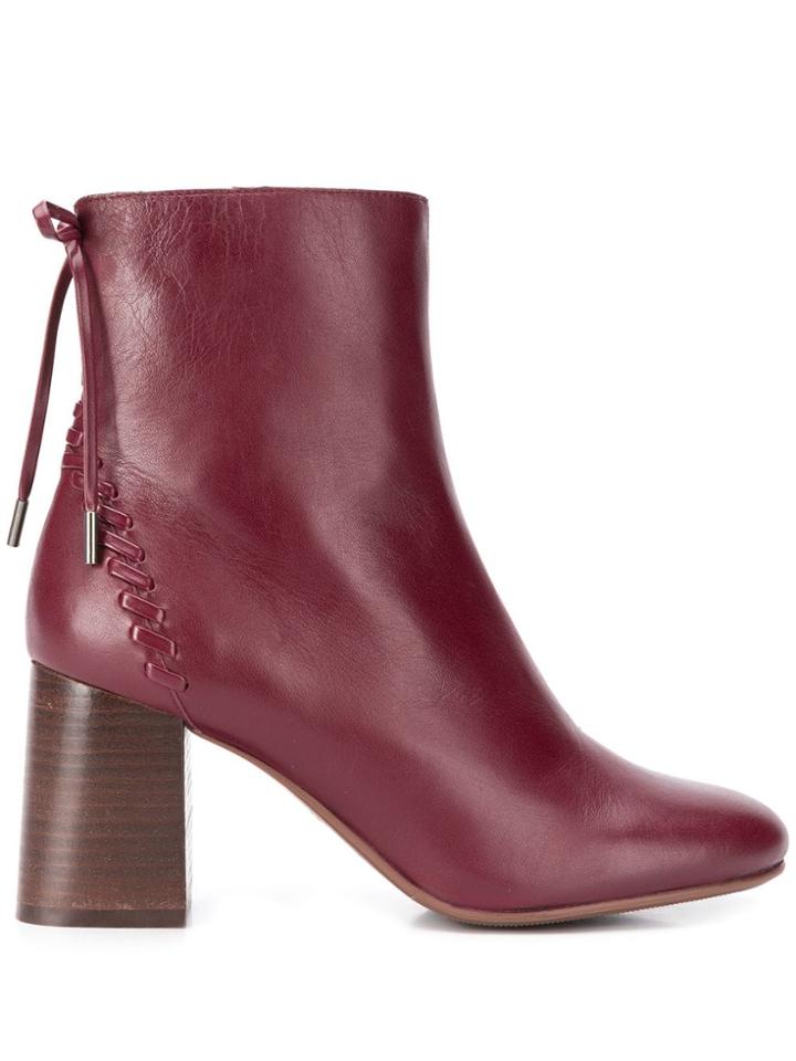 See By Chloé Howl Stitch Booties - Red