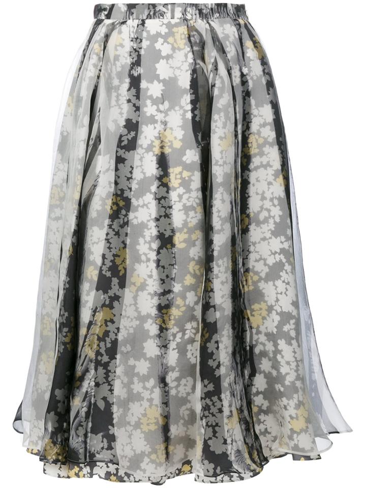 Jil Sander Floral Pleated Skirt - Multicolour