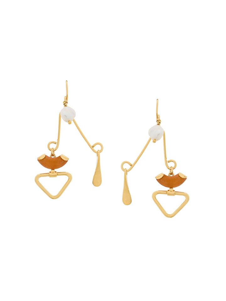 Wouters & Hendrix Technofossils Aventurin And Pearl Balance Earrings -