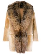 Desa 1972 Racoon Fur Trimmed Coat - Neutrals