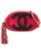Chanel Vintage Cc Fringe Chain Shoulder Bag - Red