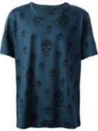 Alexander Mcqueen Skull Print T-shirt, Men's, Size: Xs, Blue, Silk/cotton