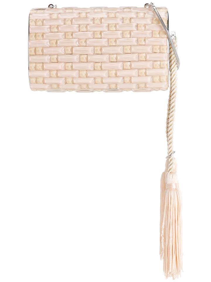 Isla Tassel Clutch, Women's, White, Acrylic