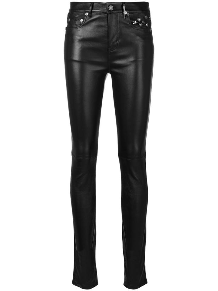 Saint Laurent - Skinny Trousers - Women - Leather/zamac - 36, Black, Leather/zamac
