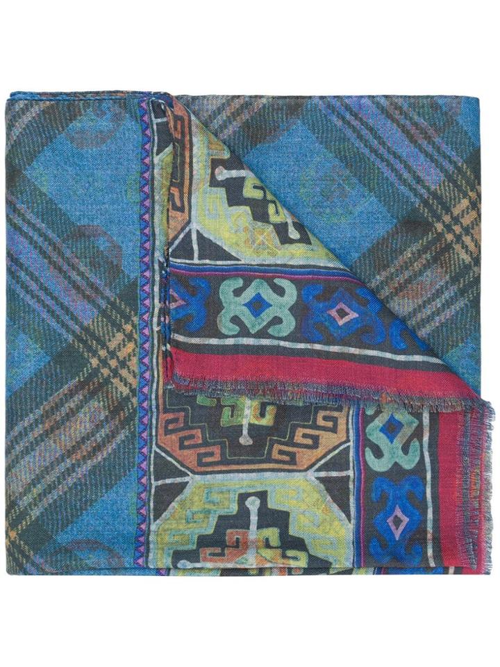 Etro Mixed Pattern Scarf - Blue