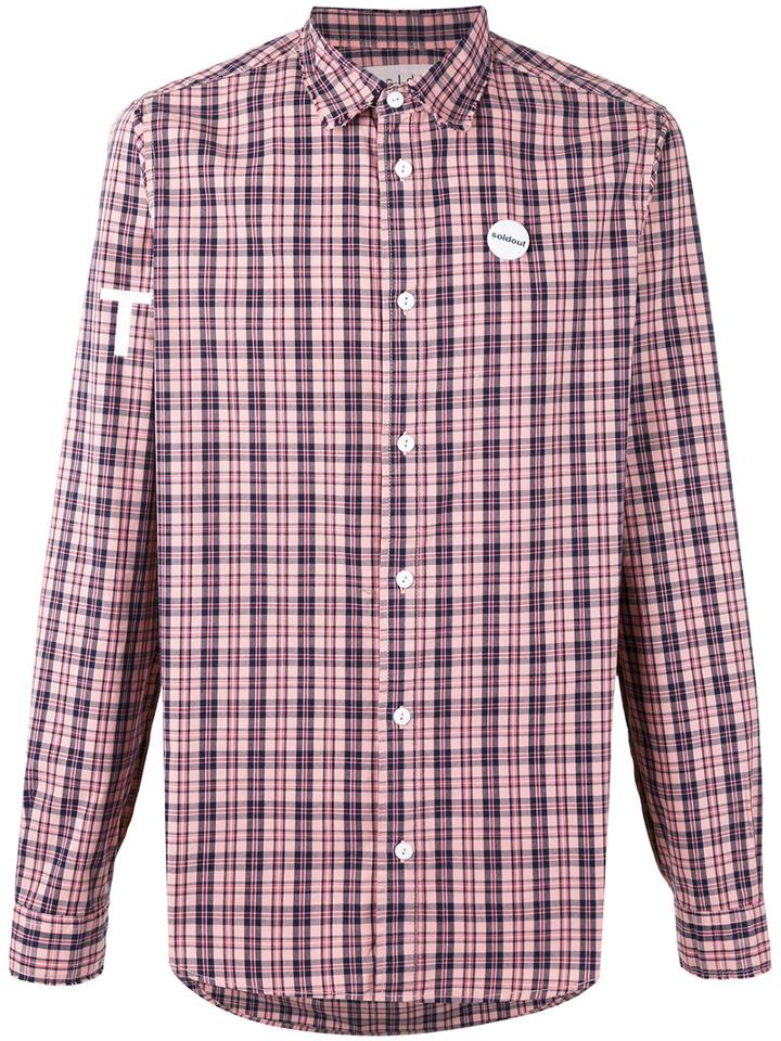 Sold Out Frvr - Printed Checked Shirt - Men - Cotton/spandex/elastane - Xl, Pink/purple, Cotton/spandex/elastane