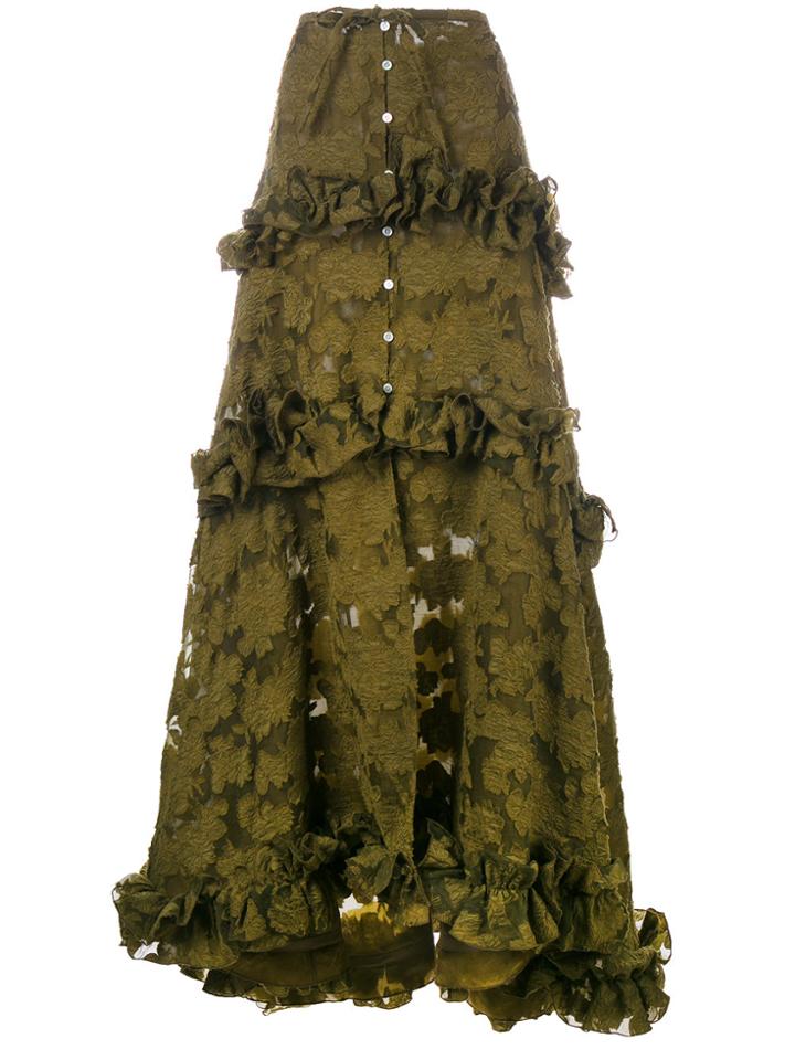 Rosie Assoulin Ruffle Tiered Maxi Skirt - Green
