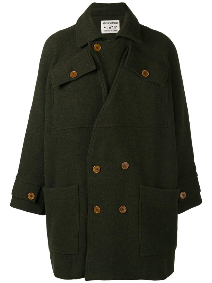 Henrik Vibskov Taba Double-breasted Coat - Green
