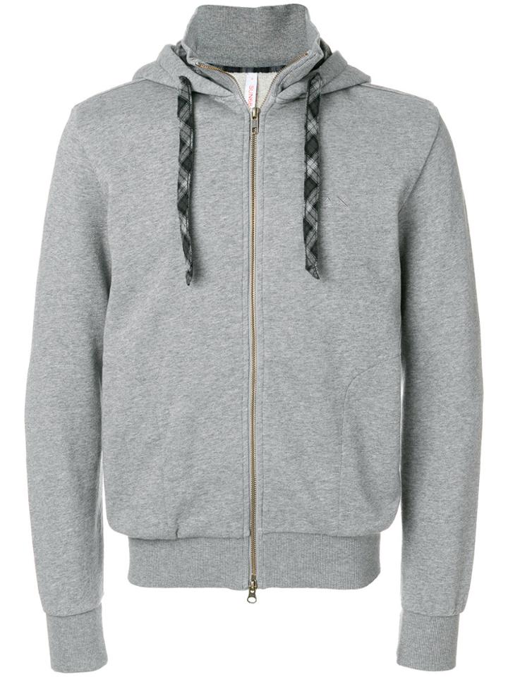Sun 68 Elbow Patch Zip Hoodie - Grey