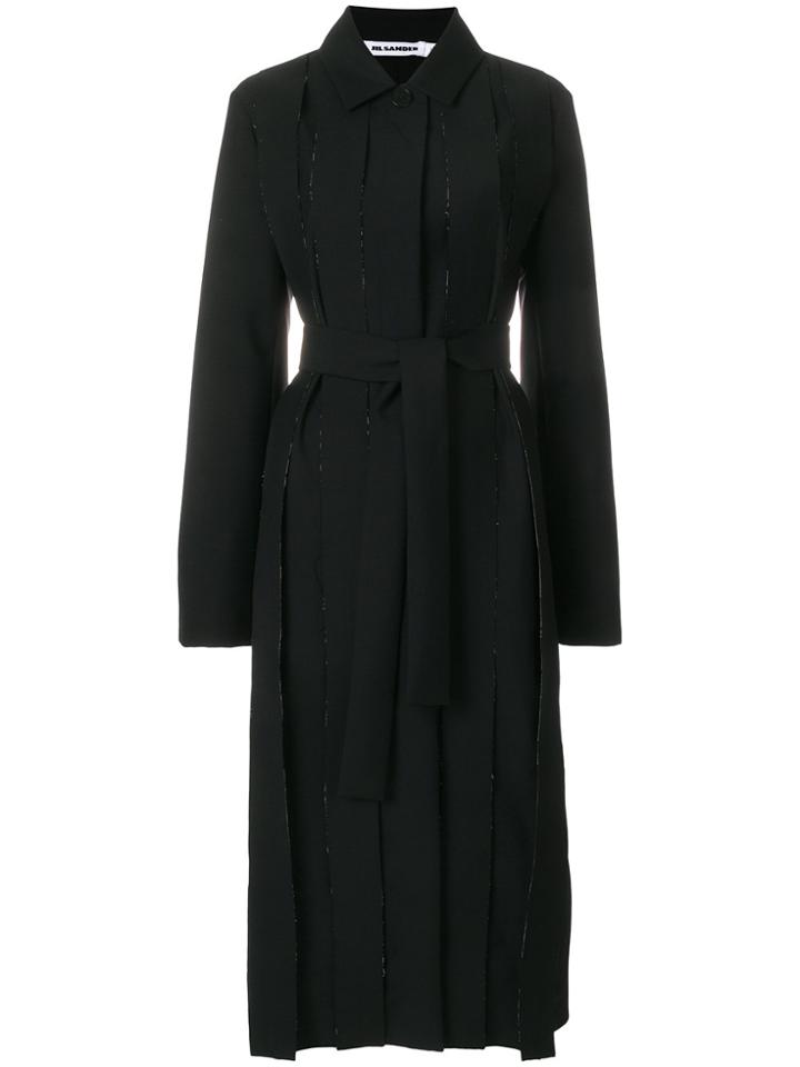 Jil Sander Raw Edge Detail Long Coat - Black