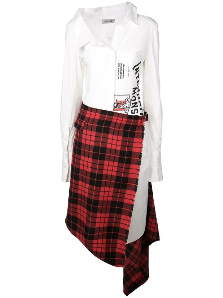 Monse Patchwork Asymmetric Shirt Dress - White