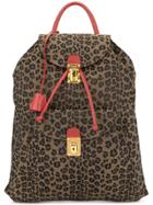 Fendi Vintage Leopard Pattern Backpack Hand Bag - Brown