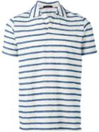 The Gigi - Striped Polo Shirt - Men - Cotton - L, Blue, Cotton