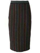 Antonio Marras Striped Pencil Skirt - Brown