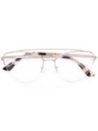 Mcq Alexander Mcqueen Cat Eye Aviator Glasses - Metallic