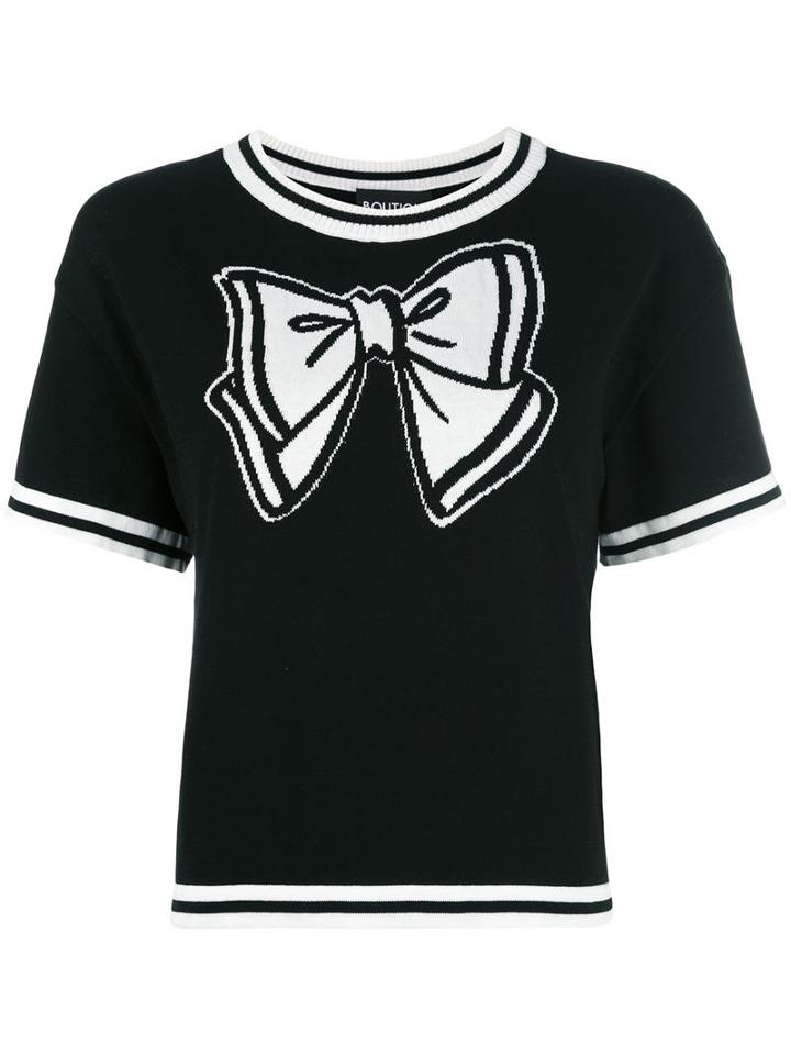 Boutique Moschino Bow Knitted T-shirt, Women's, Size: 42, Black, Cotton