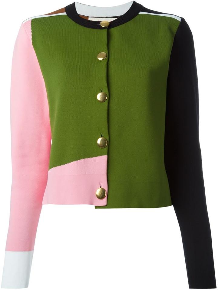 Marni Colour Block Cropped Jacket, Women's, Size: 42, Black, Polyamide/cotton