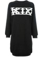 Ktz Logo Print Sweatshirt Dress, Women's, Size: L, Black, Cotton