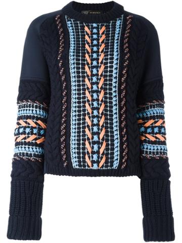 Versace Oversize Stitch Knit Sweater, Women's, Size: 38, Blue, Nylon/polyamide/viscose/wool