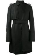 Rick Owens Waist-tie Trench Coat, Men's, Size: 52, Black, Cupro/viscose/cotton/cotton