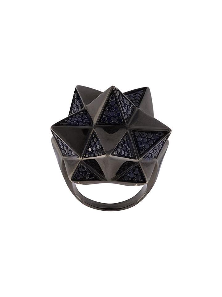 John Brevard 'tetra' Partial Pave Sapphire Ring Silver