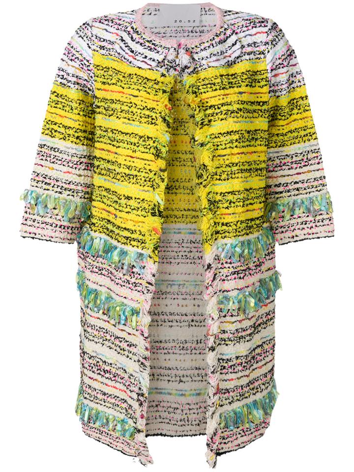 20:52 Fringed Fitted Coat - Multicolour