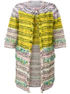 20:52 Fringed Fitted Coat - Multicolour