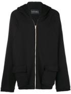 Yuiki Shimoji Flower Print Oversized Zipped Hoodie - Black