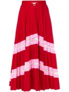 Valentino Patterned Pleated Midi Skirt - Red