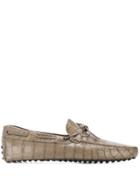 Tod's Embossed Crocodile Pattern Loafers - Grey