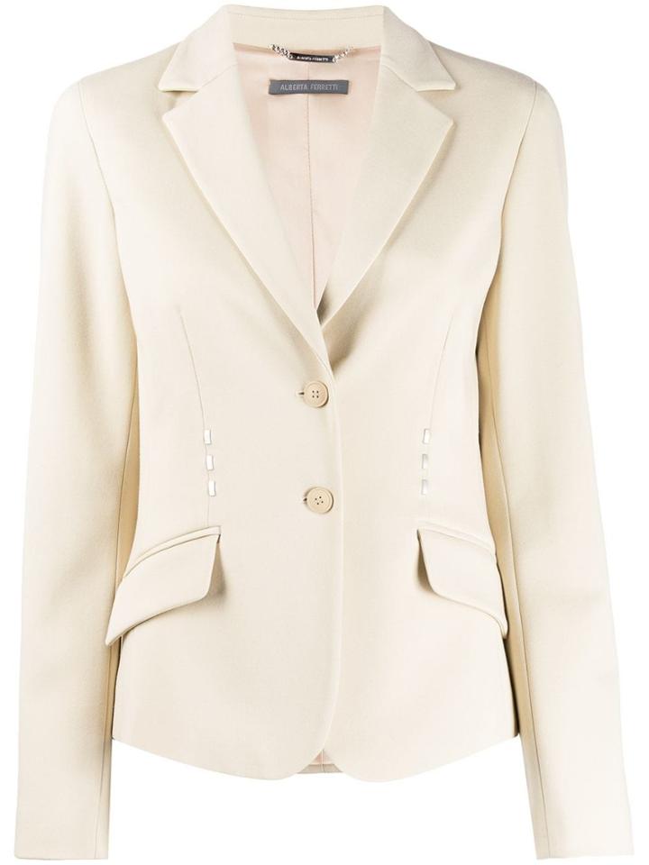 Alberta Ferretti Single-breasted Fitted Blazer - Neutrals